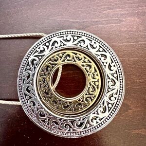 Vintage Silver and Gold Filigree Necklace with Intricate Patterns